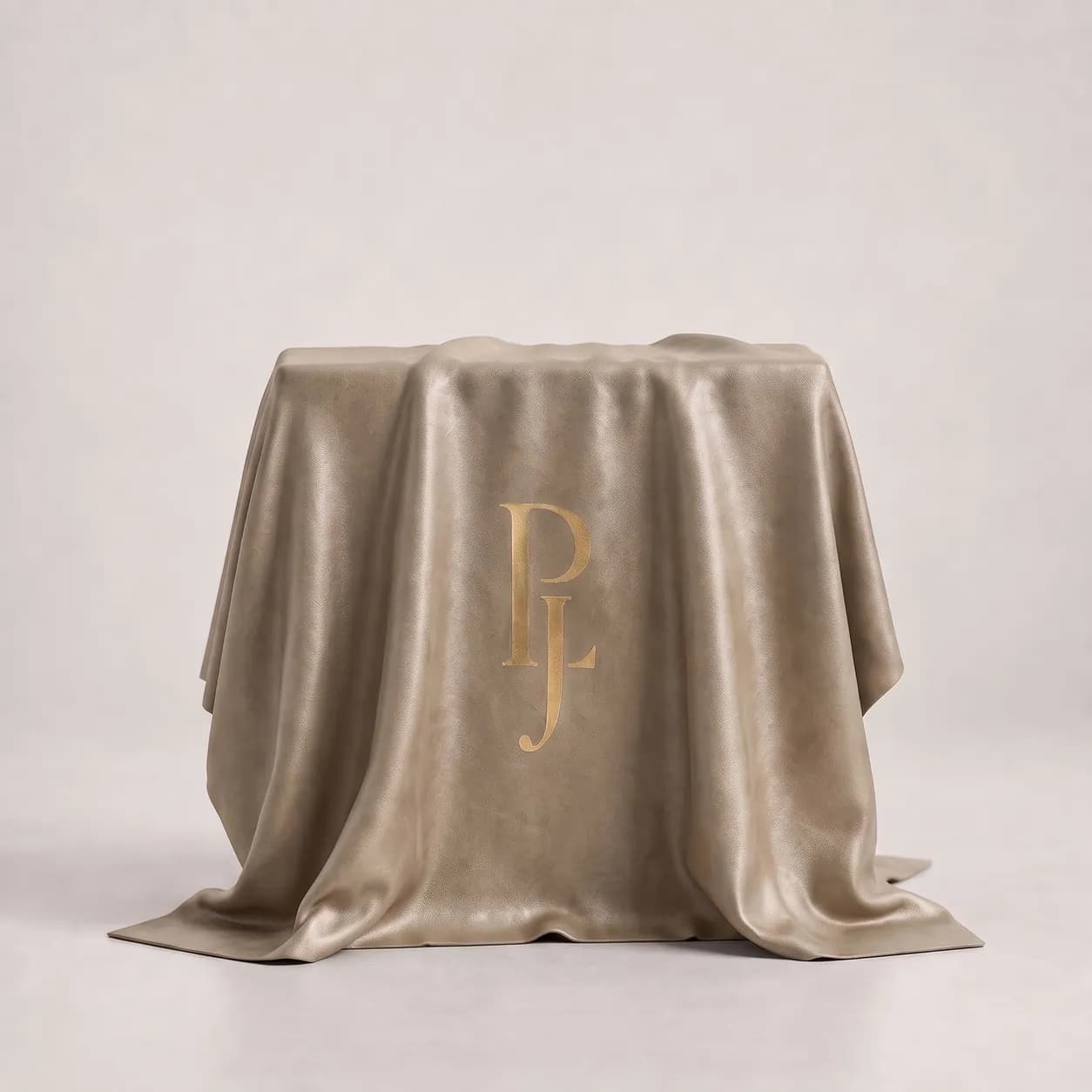 A package hidden beneath champagne silk, monogrammed in gold.